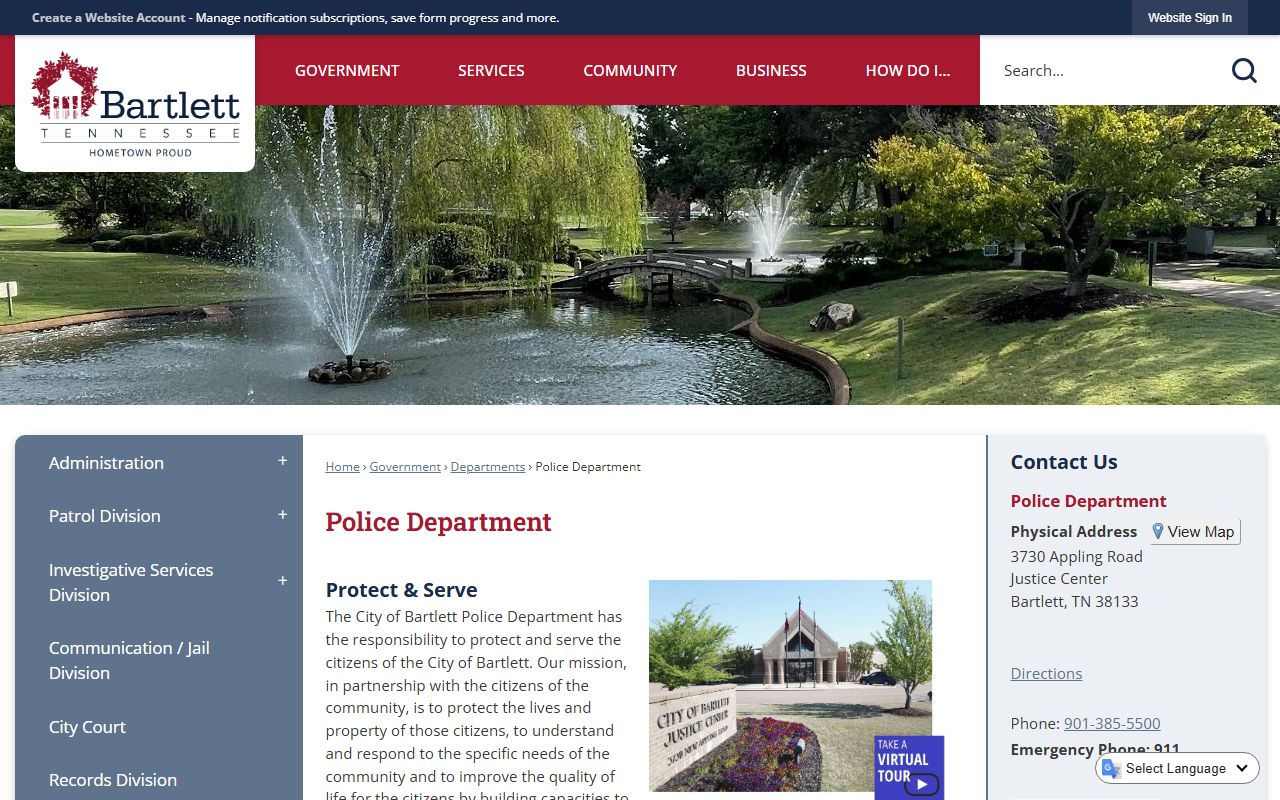 Bartlett public records police department page