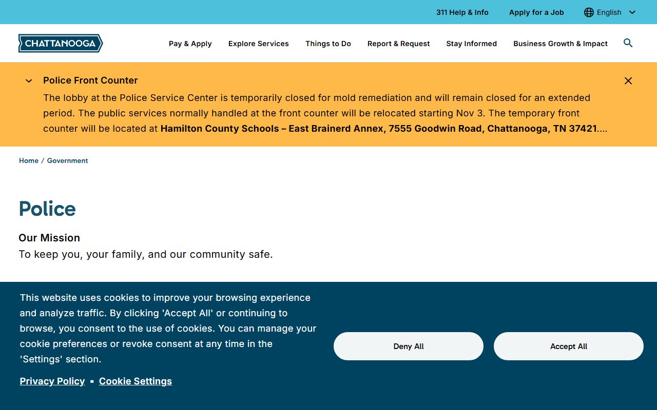 Chattanooga public records police department page