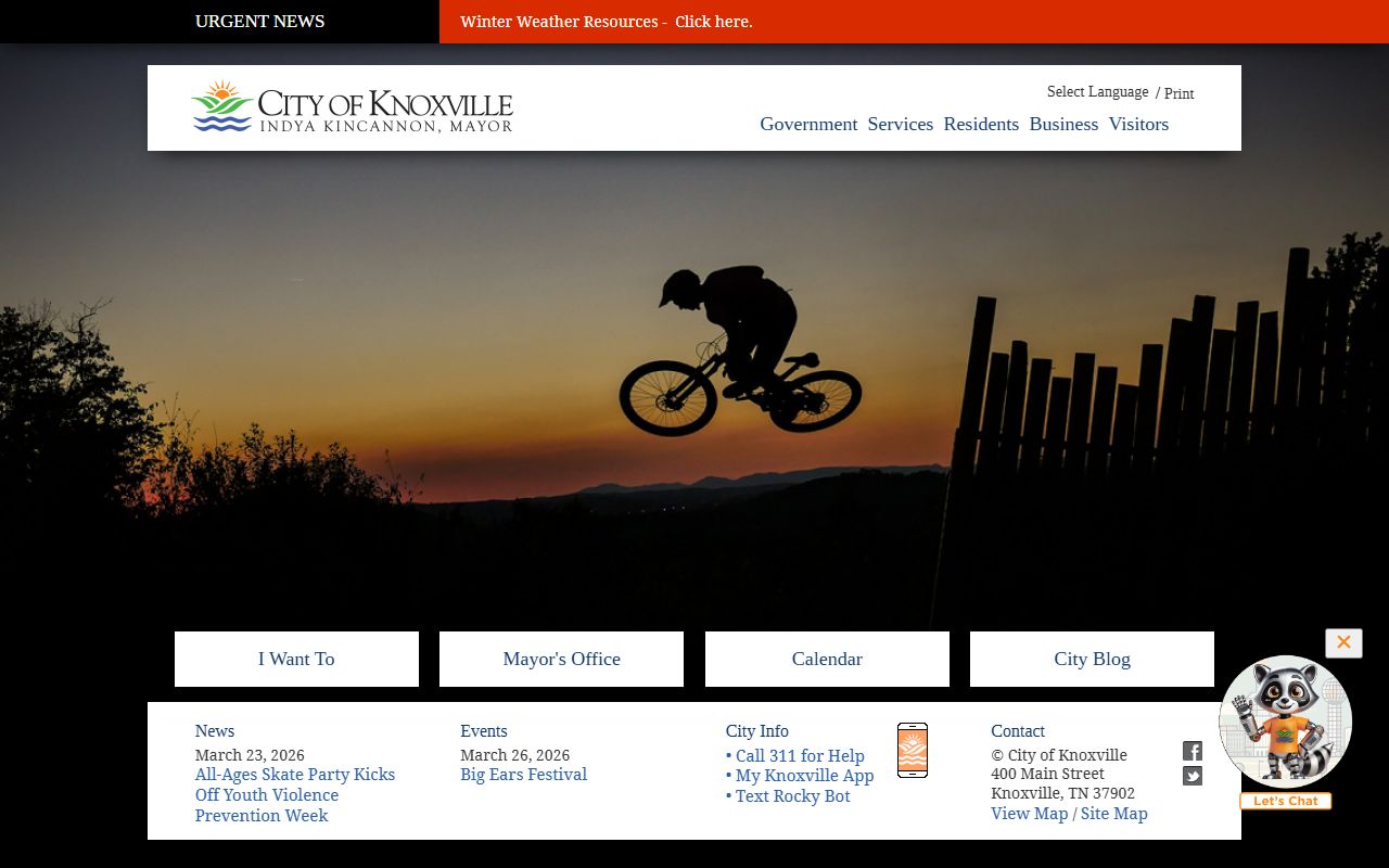 Knoxville Public Records city portal screenshot