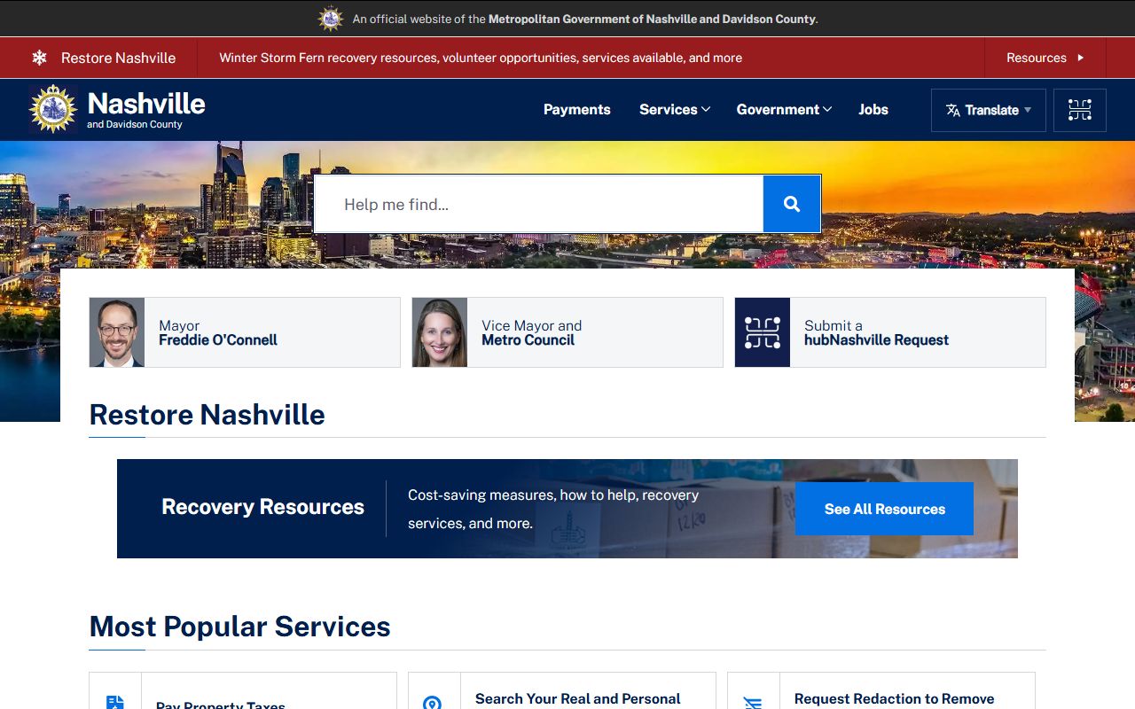 Nashville public records city government portal