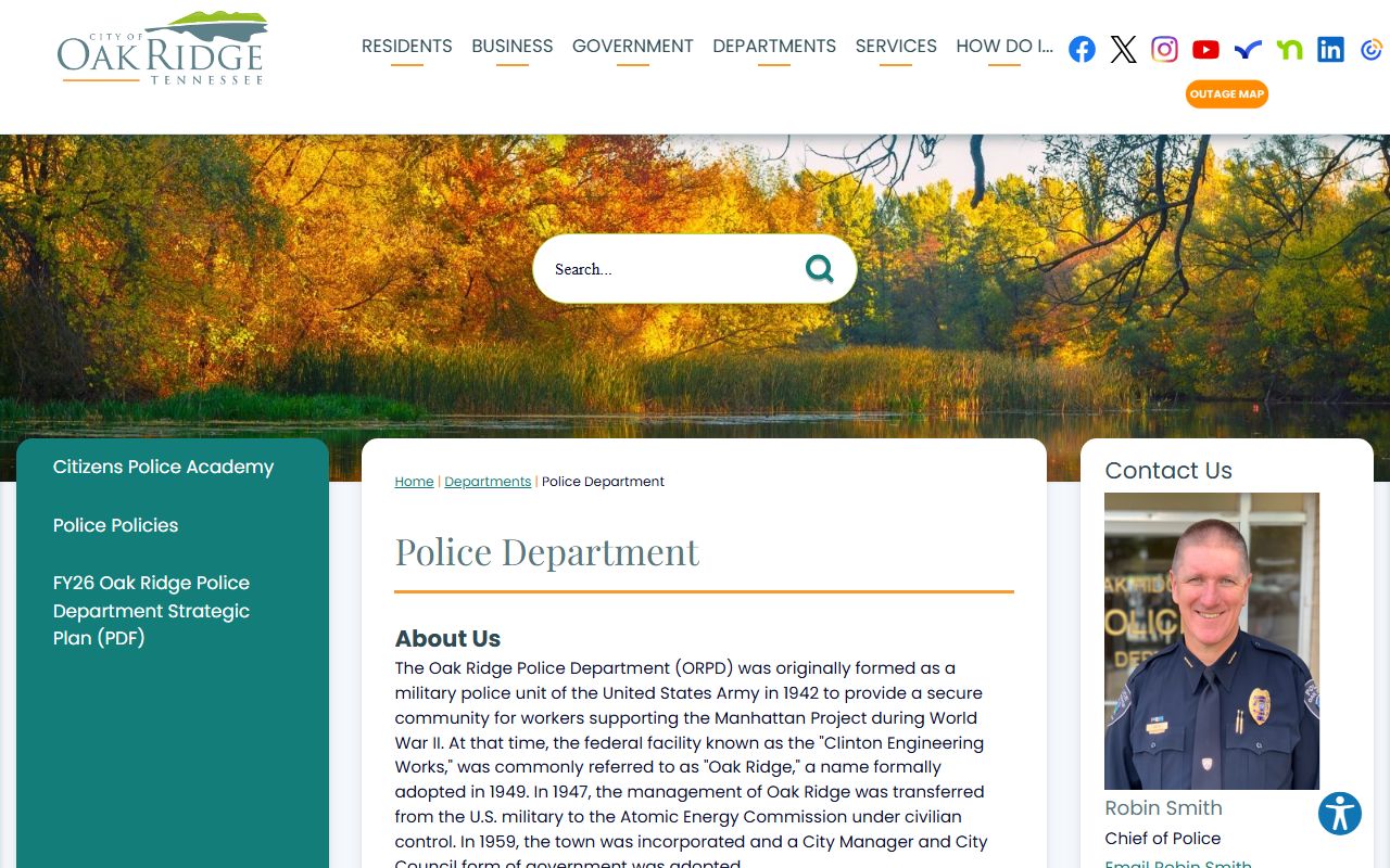 Oak Ridge public records police department page