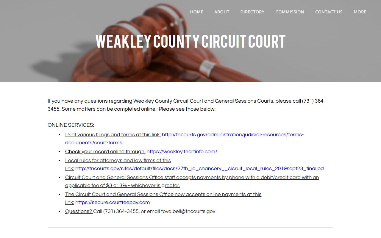 Weakley County public records circuit court page