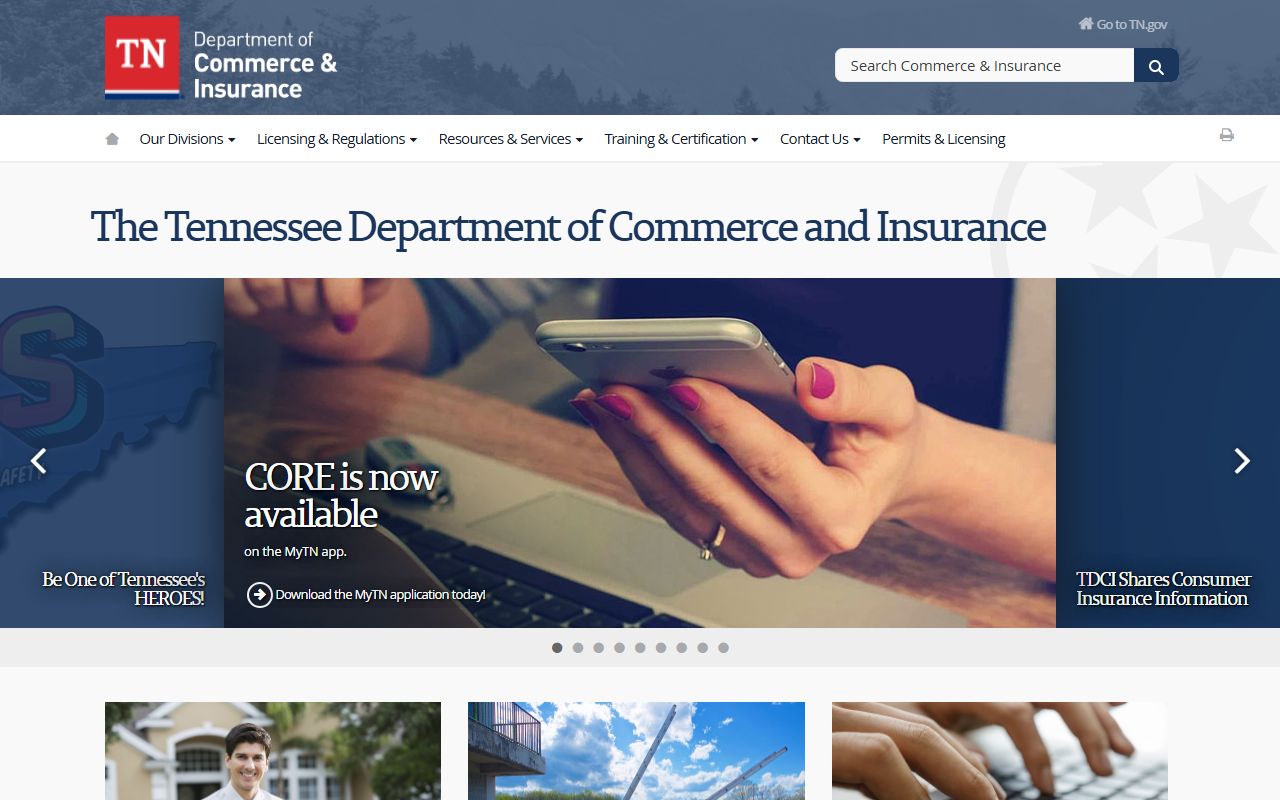 Tennessee Public Records resources through the Department of Commerce and Insurance