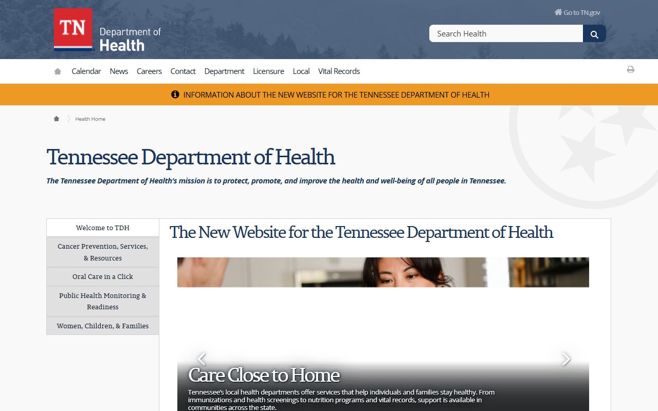 Tennessee Public Records resources through the Tennessee Department of Health