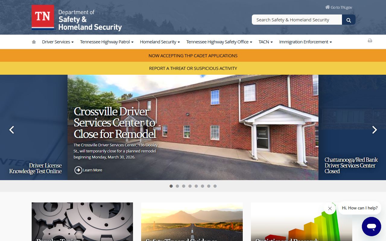 Tennessee Public Records access through the Tennessee Department of Safety and Homeland Security