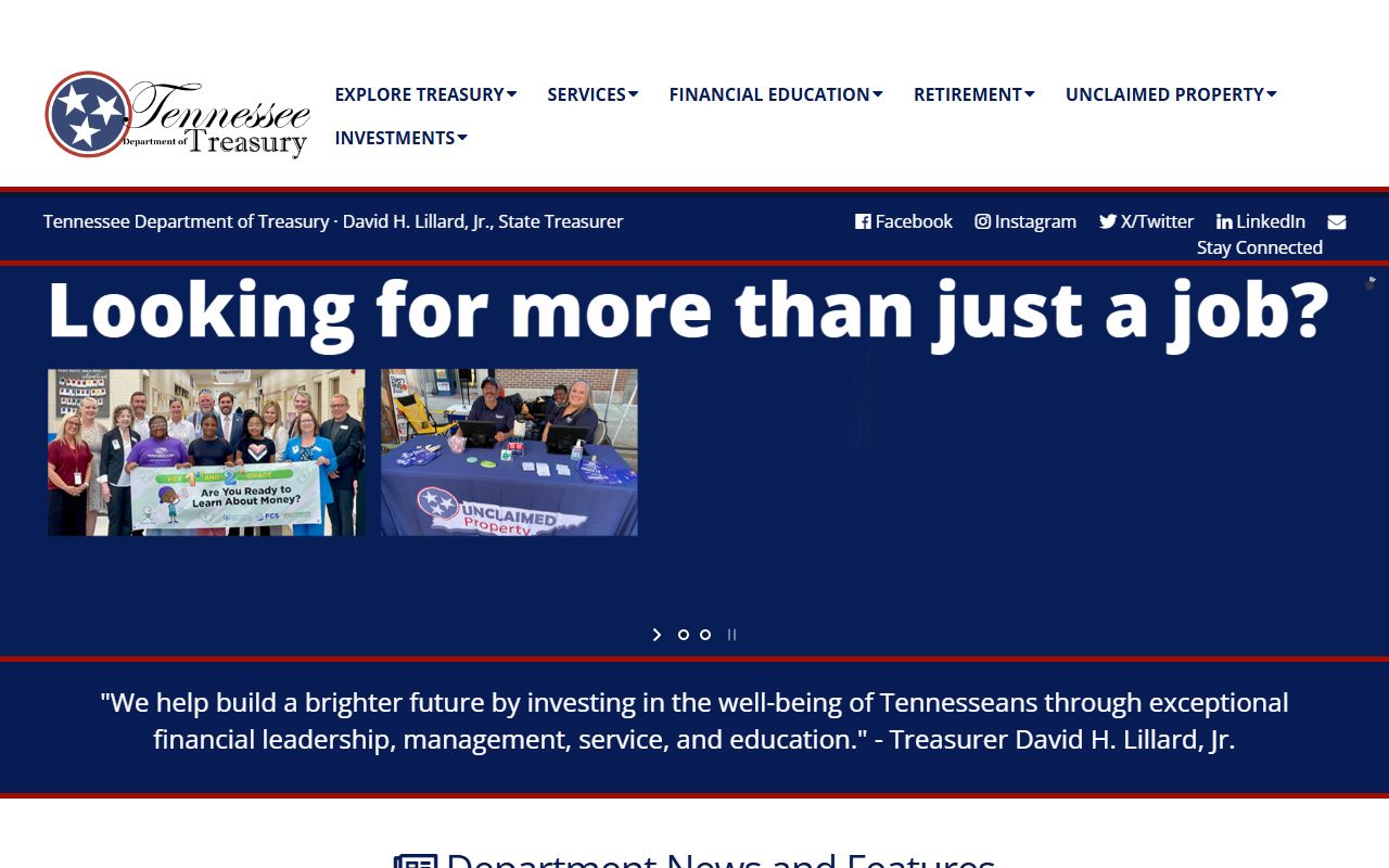 Tennessee Public Records resources through the Tennessee Department of Treasury