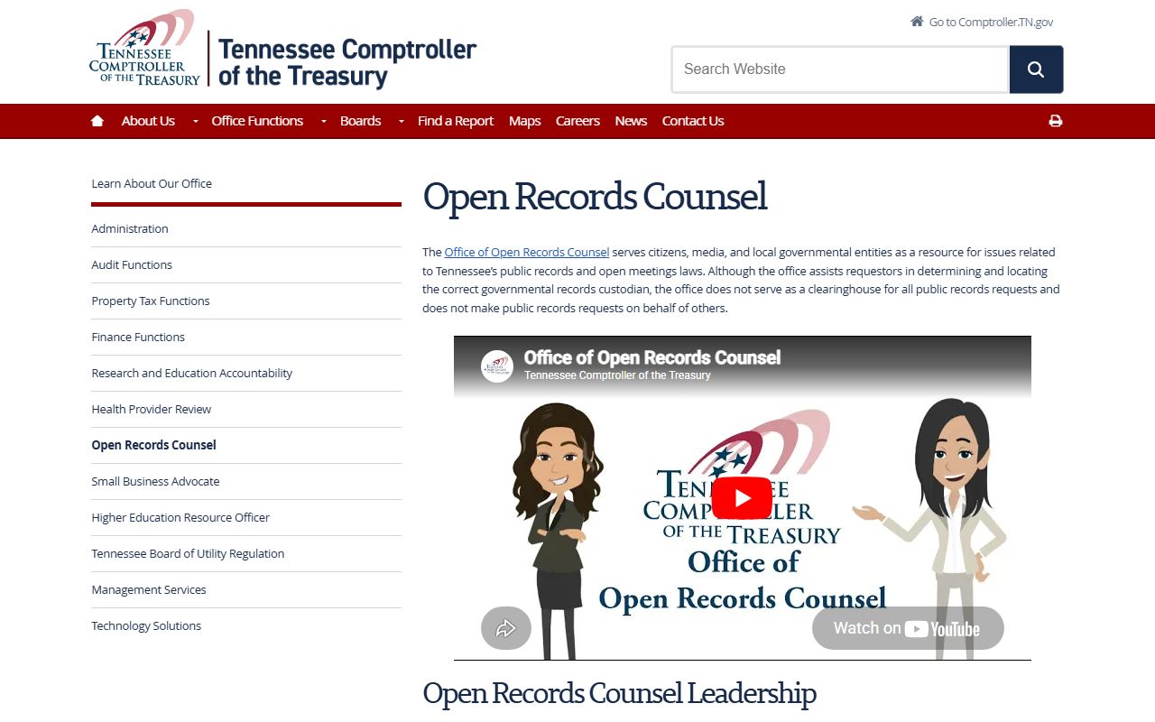 Tennessee Public Records guidance from the Open Records Counsel