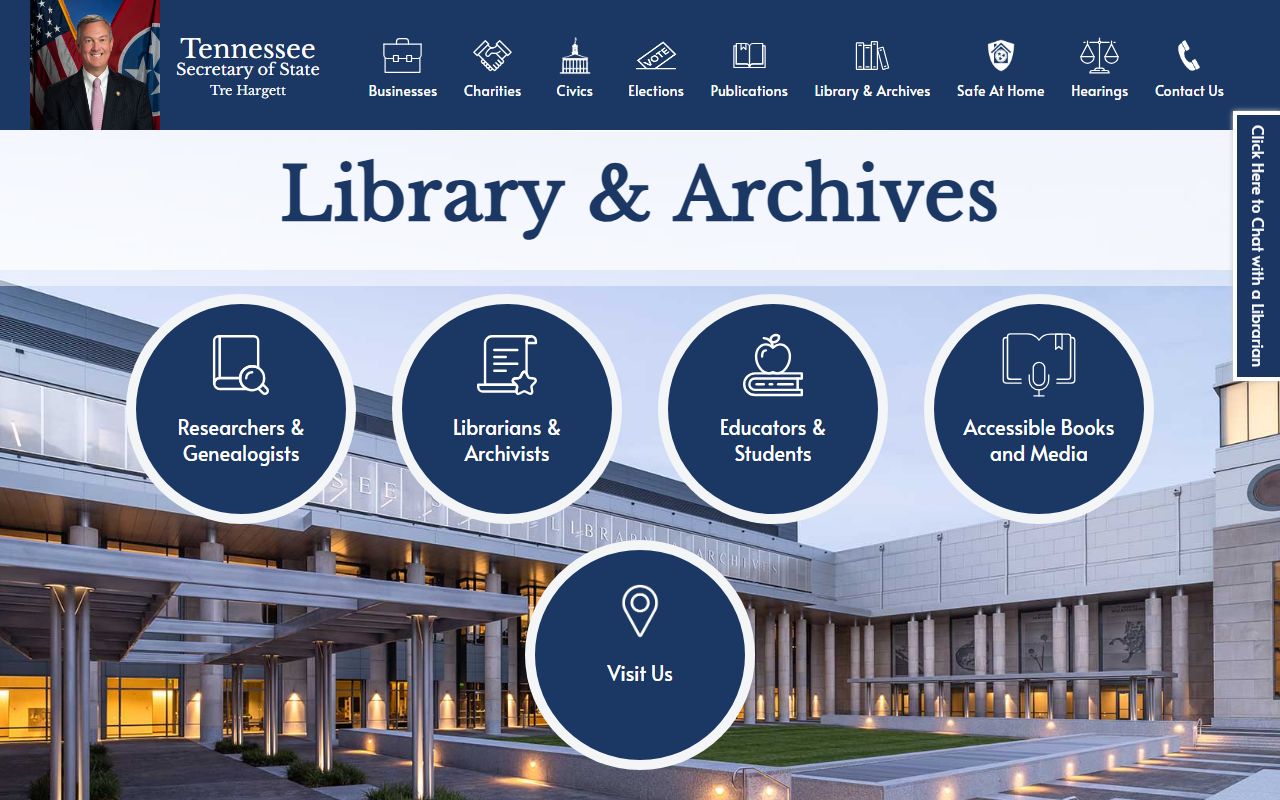 Tennessee Public Records access through the Tennessee State Library and Archives